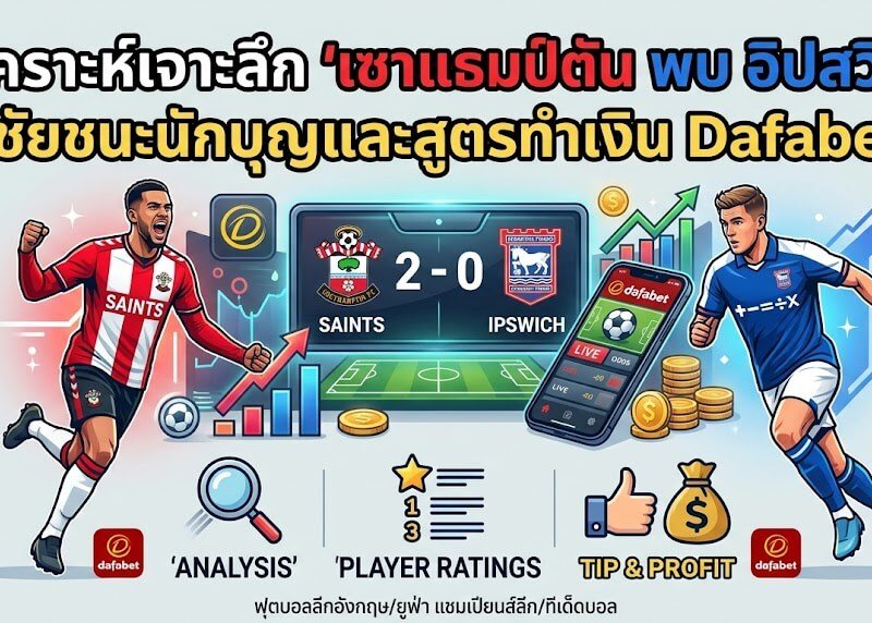 วิเคราะห์เจาะลึก เซาแธมป์ตัน พบ อิปสวิช : ชัยชนะของนักบุญกับสูตรทำเงิน Dafabet ที่สายบอลต้องรู้
