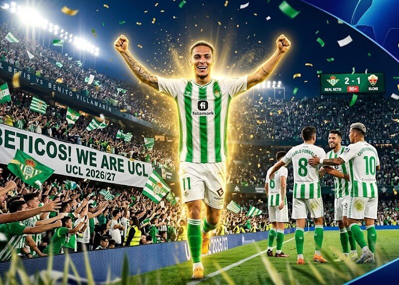 อันโตนี่ร่างทอง! เรอัล เบติส พบ เอลเช ชัยชนะประวัติศาสตร์สู่ UCL พร้อมเคล็ดลับทำกำไรที่ 1xBET